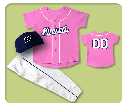 赤ちゃんサイズのピンクの野球ユニフォーム2