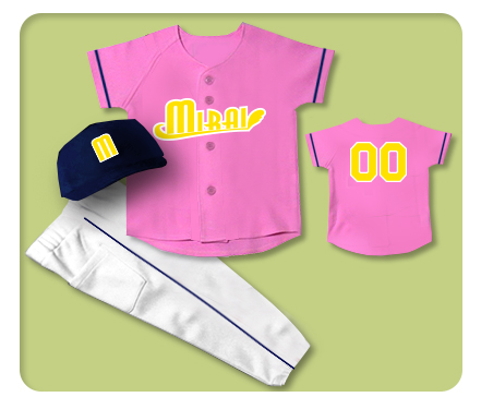 赤ちゃんサイズのピンクの野球ユニフォーム3