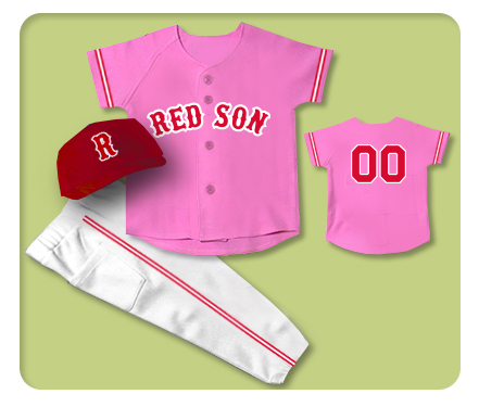赤ちゃんサイズのピンクの野球ユニフォーム4